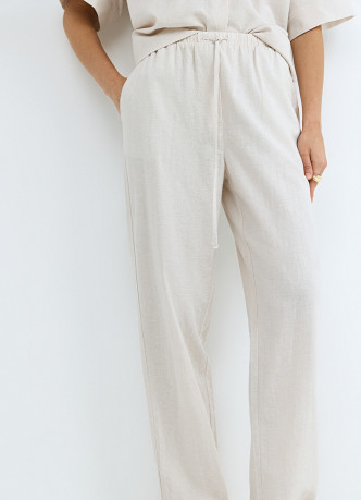 Брюки изо льна с эластичным поясом