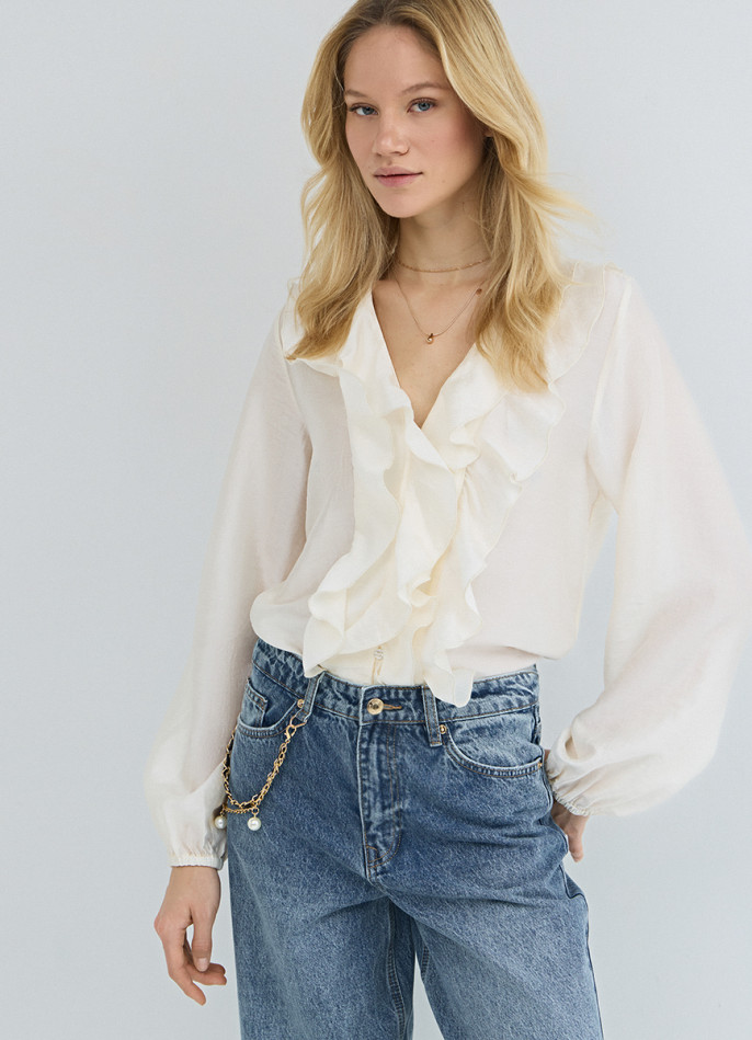 Блузка из лиоцелла с рюшами