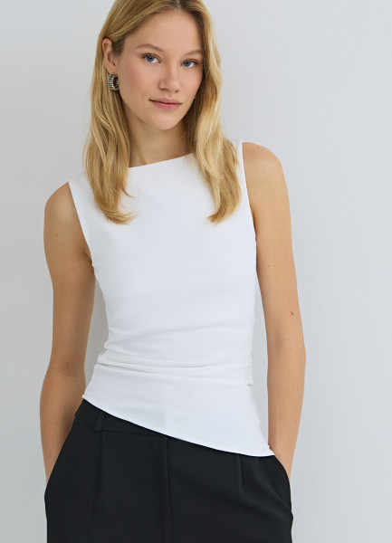

Асимметричный топ без рукавов, Белый