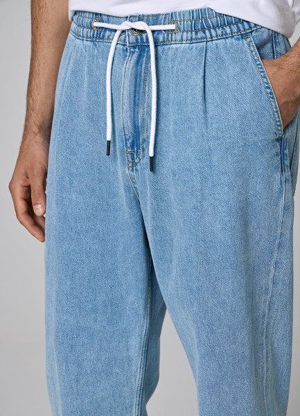 Свободные джинсы с поясом на резинке, Голубой O`Stin MPD6A1O02-D6, размер 44-46 - фото 5