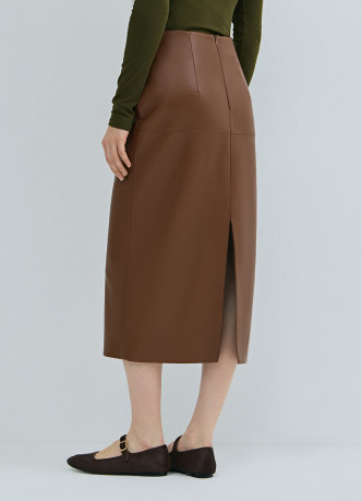 Прямая юбка миди из искусственной кожи