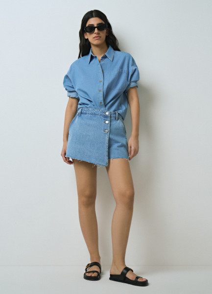 Джинсовая юбка-шорты, Голубой O`Stin LP46A6O02-D5, размер 40