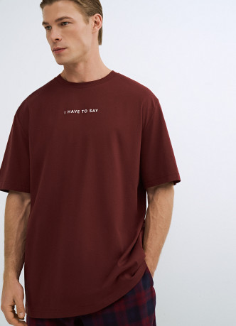 Пижамная футболка с текстовым принтом