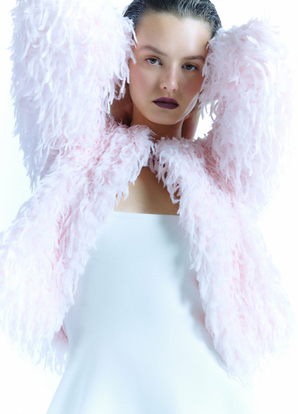 

Укороченный фактурный жакет, Розовый