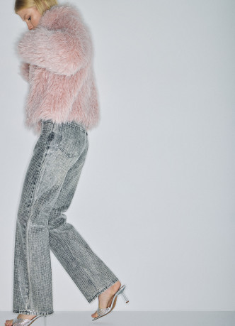 Блестящие прямые джинсы с пайетками