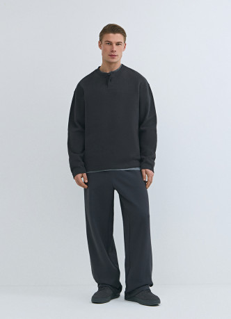 Свитшот с вырезом хенли