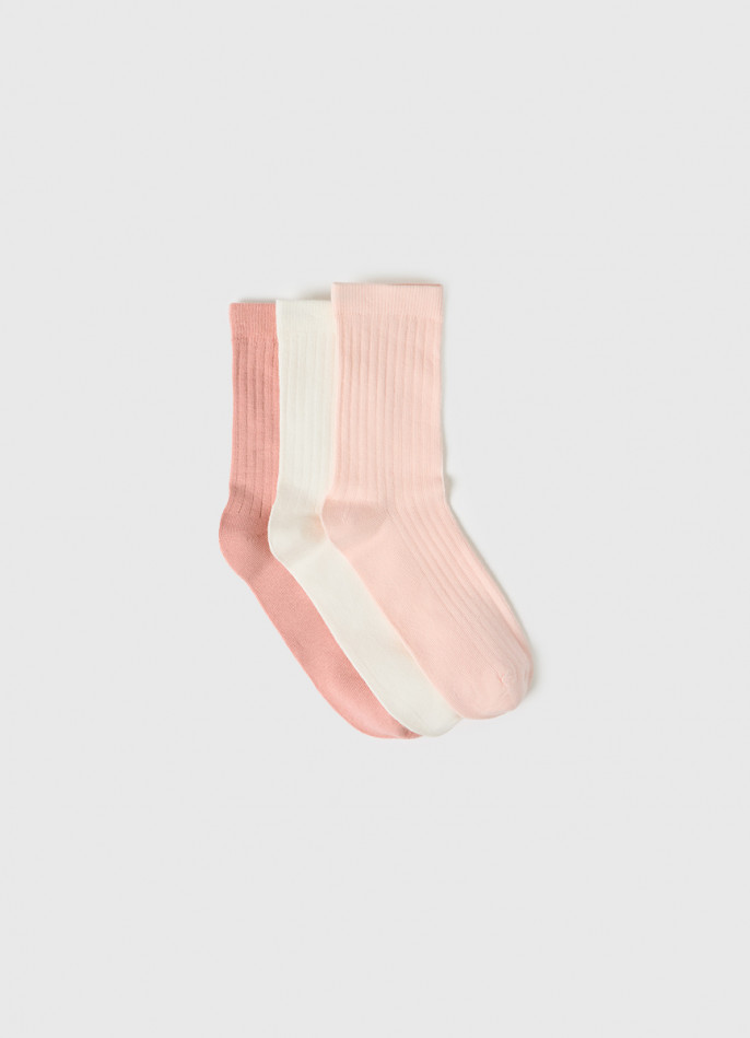 Высокие носки в рубчик для девочек, 3 пары