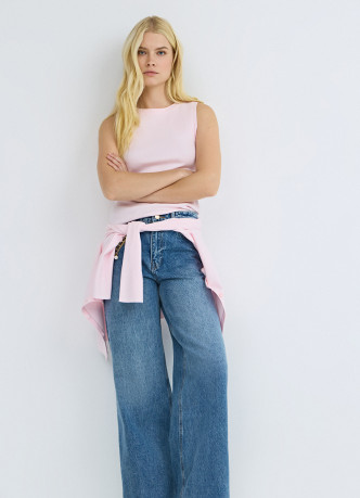 Широкие джинсы Wide leg с обвесом