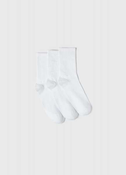 Высокие носки в рубчик, 3 пары, Белый