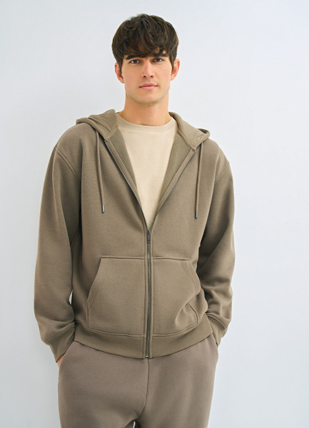 

Толстовка на молнии с капюшоном, Коричневый