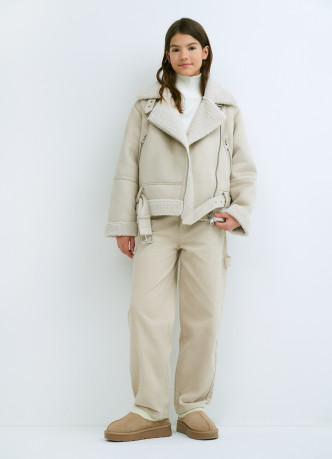 Дублёнка из искусственной замши с мехом для девочек