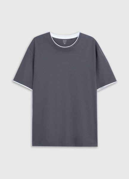 Базовая футболка с контрастной отделкой, Серый O`Stin MT7611O02-96 - фото 6