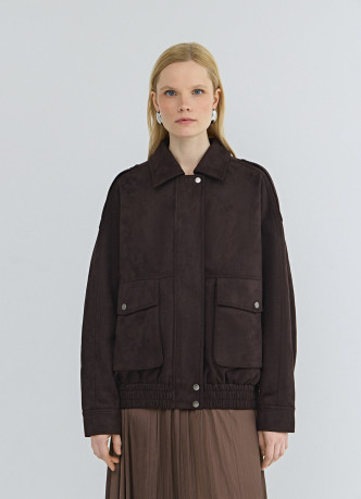 Бомбер из искусственной замши