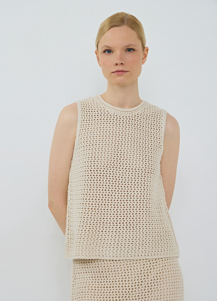 

Ажурная вязаная майка, Бежевый