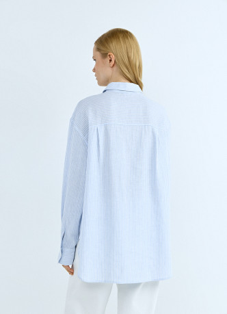 Рубашка в полоску из смесового льна