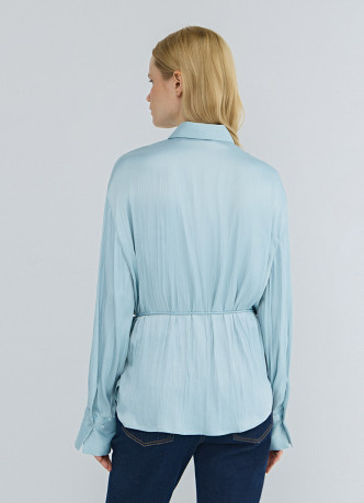 Блузка из сатина с поясом