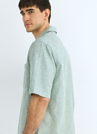 Рубашка изо льна и хлопка с коротким рукавом