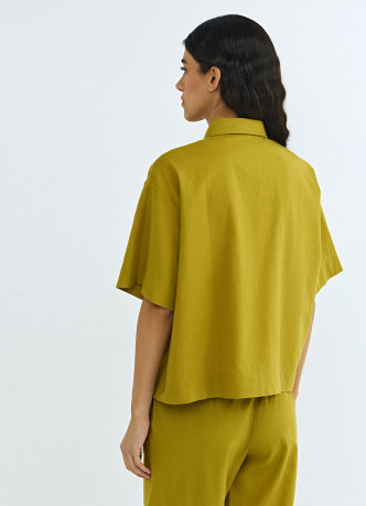 Рубашка изо льна и хлопка с коротким рукавом