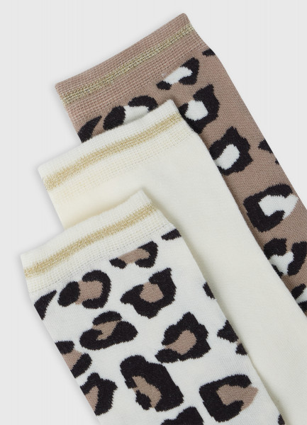 Носки с леопардовым принтом, 3 пары, Белый O`Stin LN6654O02-02 - фото 2