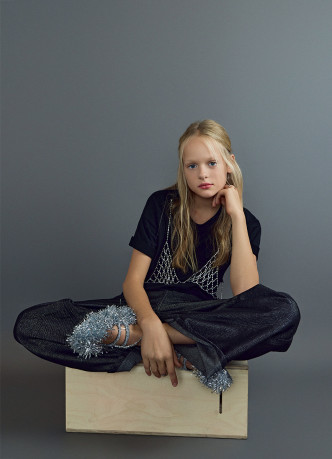 Джинсы Straight с люрексом для девочек