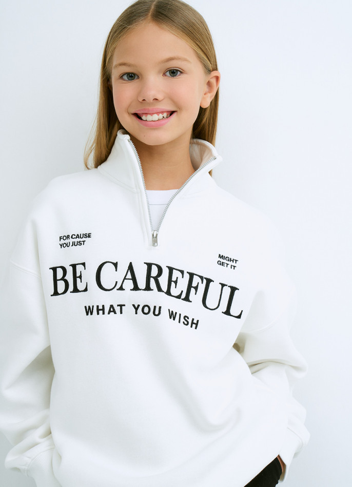 Свитшот с воротником-стойкой для девочек