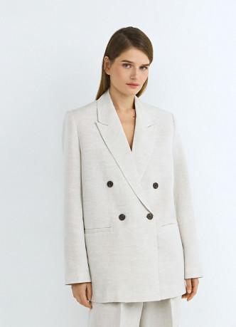 Двубортный жакет из вискозы и льна