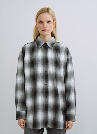 Рубашка в клетку со стразами