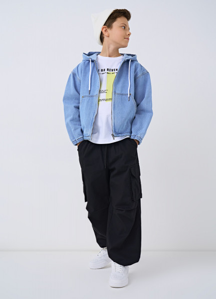 

Джинсовая куртка с капюшоном для мальчиков, Голубой