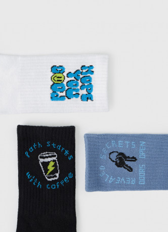 Высокие носки с рисунком для мальчиков, 3 пары