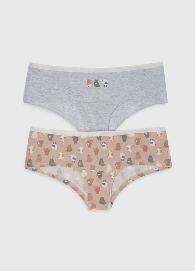 Трусы-хипстеры с принтом, 2 шт.