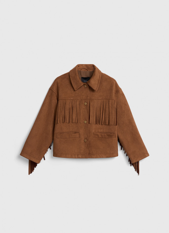 Куртка из искусственной замши с бахромой для девочек