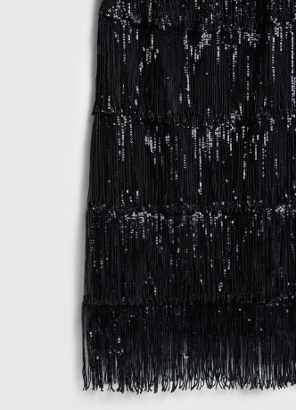 Платье А-силуэта с бахромой из пайеток