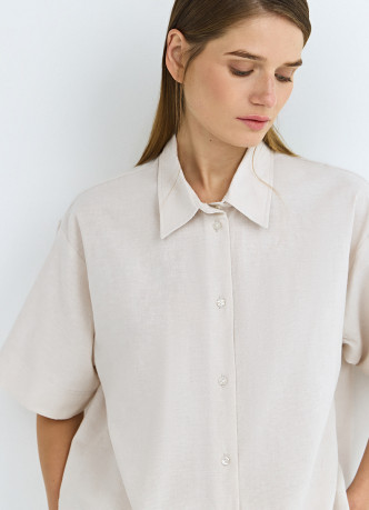 Рубашка изо льна и хлопка с коротким рукавом