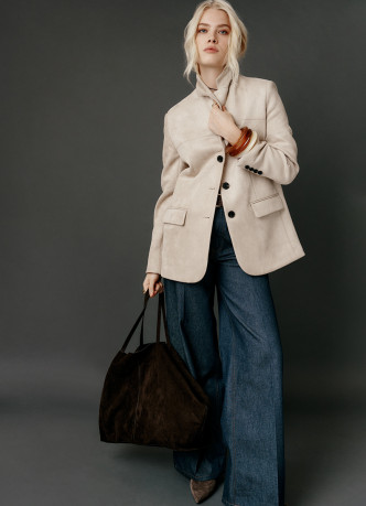 Однобортный жакет из искусственной замши