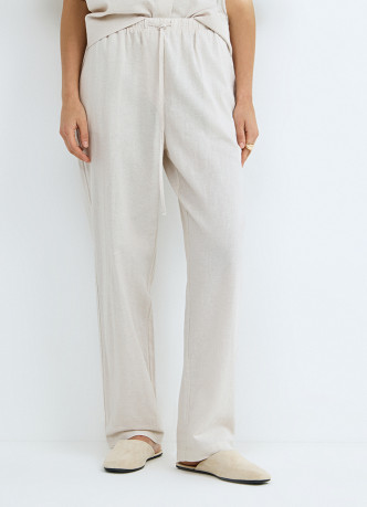 Брюки изо льна с эластичным поясом