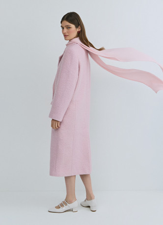 Длинное двубортное пальто из шерсти