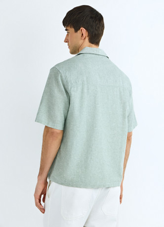 Рубашка изо льна и хлопка с коротким рукавом