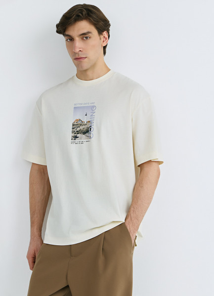 Футболка из хлопка с фотопринтом Белый 1599₽