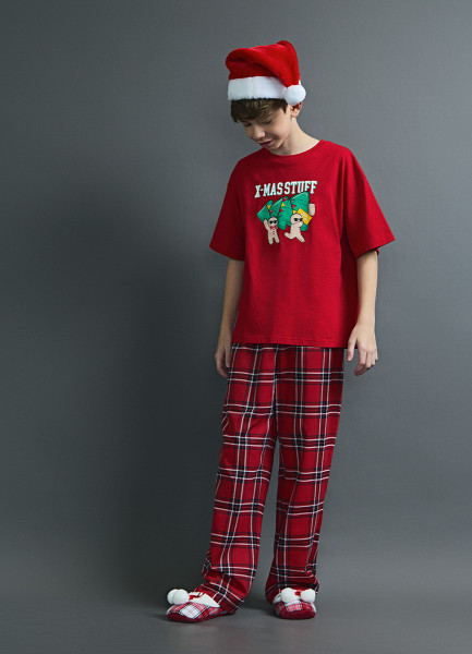

Брюки пижамные в клетку для мальчиков, Красный