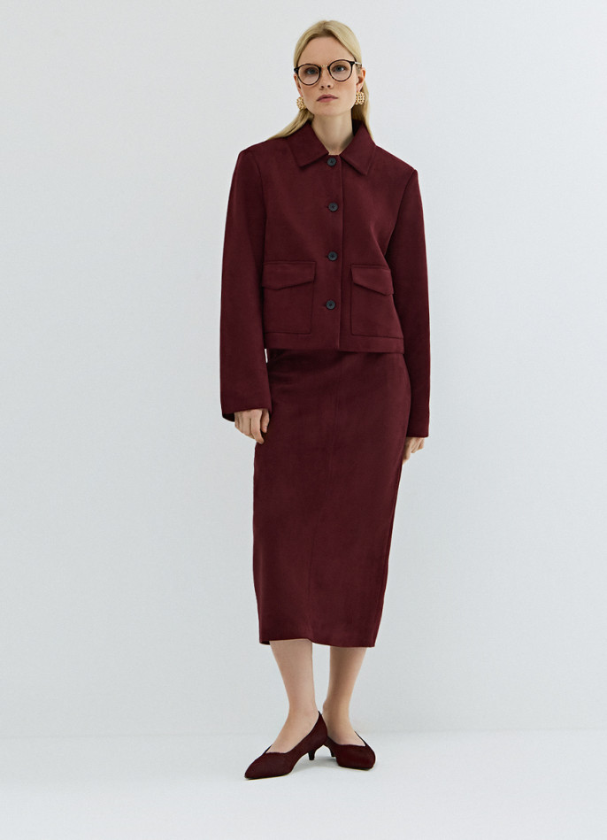 Юбка миди из искусственной замши