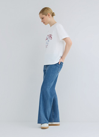 Укороченные широкие джинсы