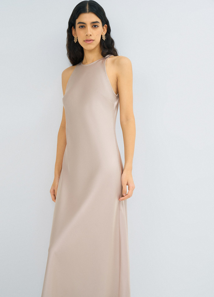 Сатиновое платье макси