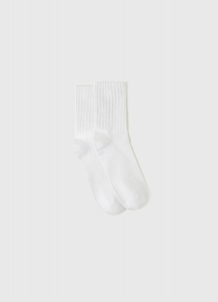 Высокие носки в рубчик, Белый