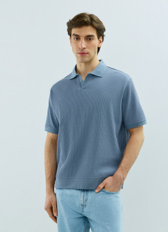 Поло из текстурной хлопковой ткани