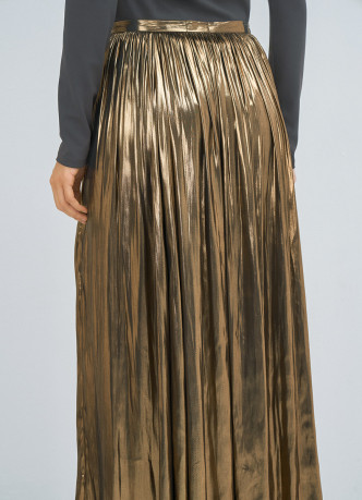 Юбка макси из ткани с эффектом жидкого золота