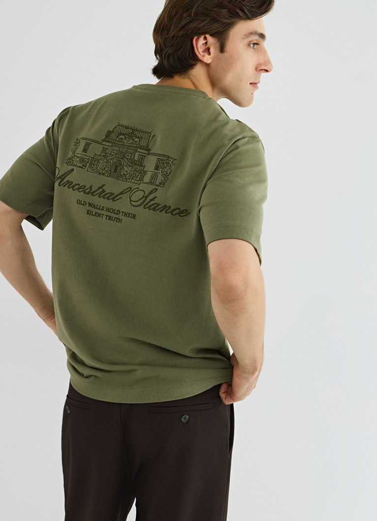 オカモトミヤ Футболка из хлопка с вышивкой (OMNT01284CO02-36) купить за 2599