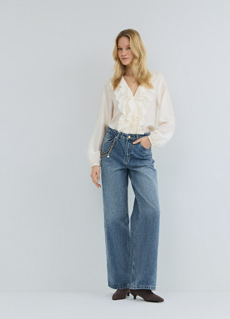 Блузка из лиоцелла с рюшами