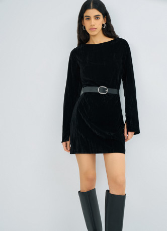 Платье мини из жатого бархата