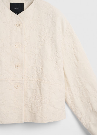 Укороченный однобортный жакет из жаккарда