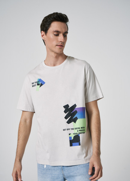 

Футболка с принтом, Бежевый